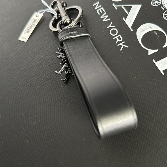 NWT Coach Black Leather Rexy Charm Loop Bag Charm keychain FOB Dinosaur - Picture 6 of 7